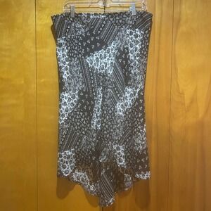 A.Byer Skirt Womens XL Hi Low Black White Patchwork Print Boho Artsy Eclectic